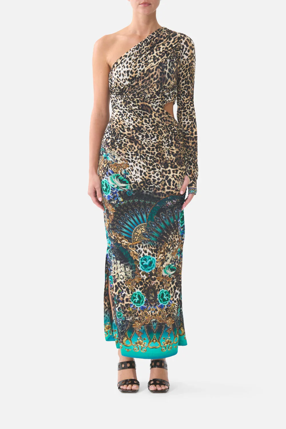 Image of ONE SHOULDER JERSEY CUT OUT DRESS FLAMENCO EUPHORIA