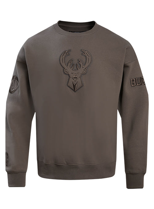 Pro Standard Neutral Brown Milwaukee Bucks Crewneck Sweatshirt