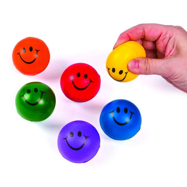 Smile Face Stress Balls, 2" - Assorted