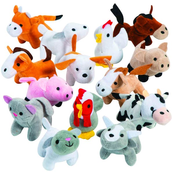Mini Farm Stuffed Animals, 3.5" - Assorted