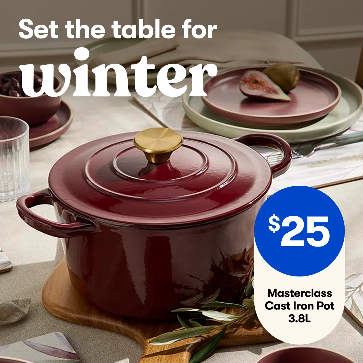 Set the table for winter | $25 Masterclass Cast Iron Pot 3.8L