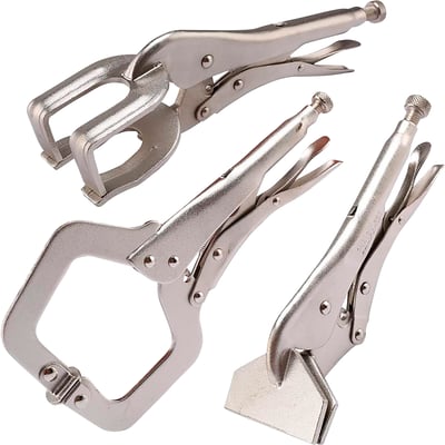 Klutch 3-Pc. Welding Vise Clamp Set, 9in. Welding Clamp, 10in. Sheet Metal Clamp, 11in. C-Clamp