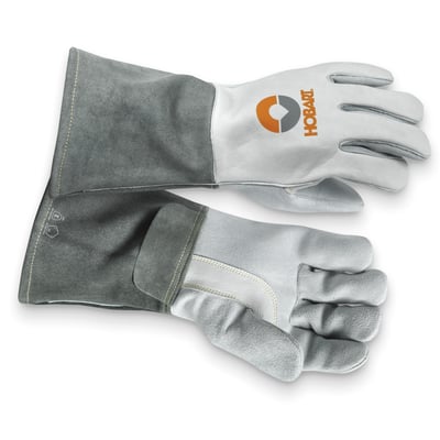 Hobart MIG Stick Welding Glove, Cow Grain Leather Glove and Reverse Cow Leather, Gray, Large, Model# 771051