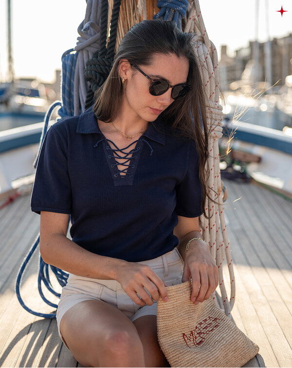 Earhart Short Sleeve Lace Up Tee