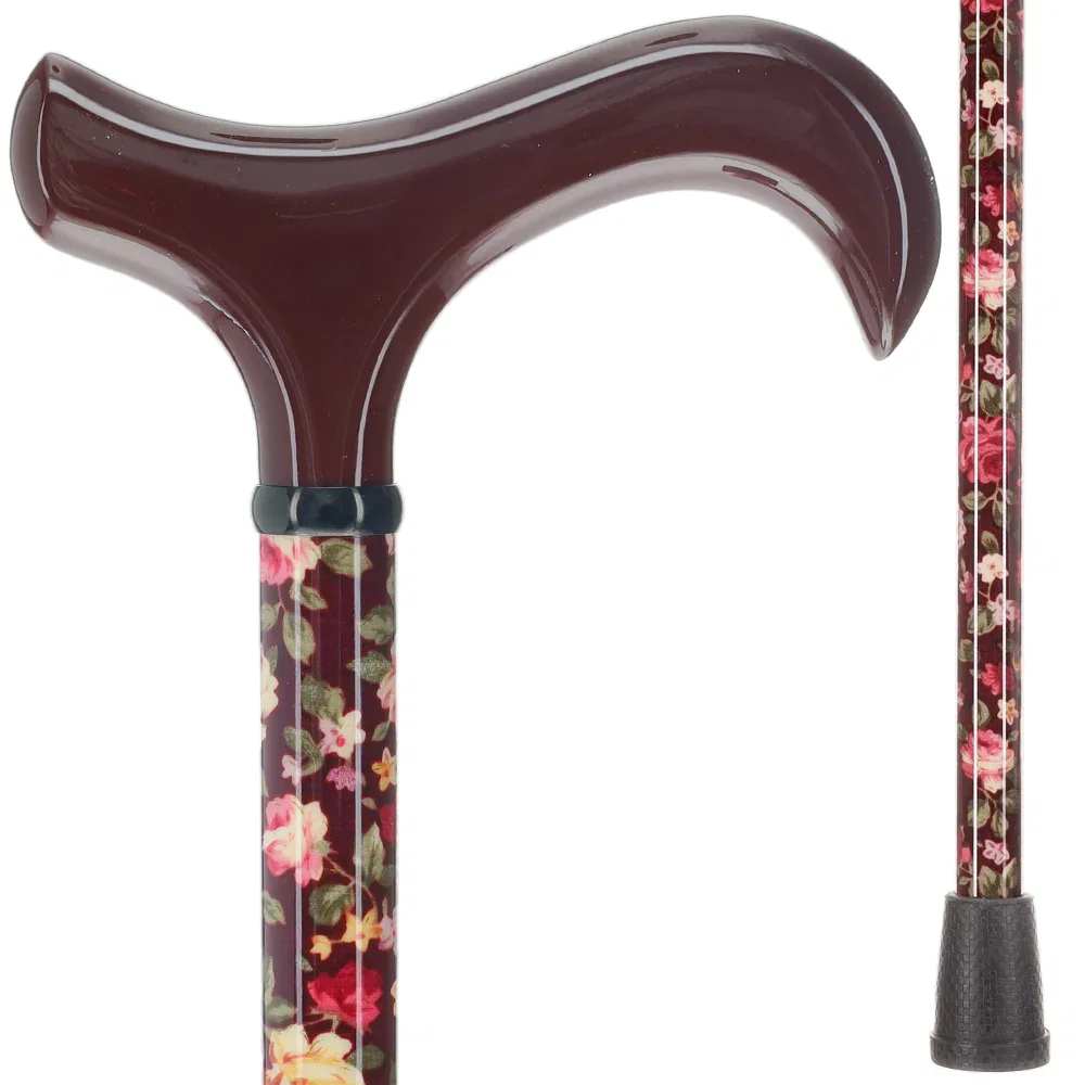 Image of Dark Floral Derby Cane: Adjustable Carbon Fiber