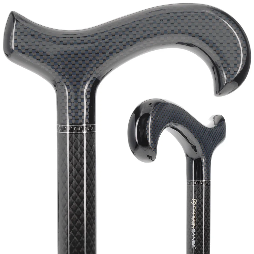 Image of Extra Tall Black Carbon Fiber Derby Cane - Triple Wound