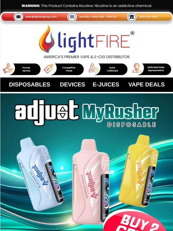 📦 Buy 2 Adjust MyRusher 40K Disposables, Get 1 FREE — Stock Up Now