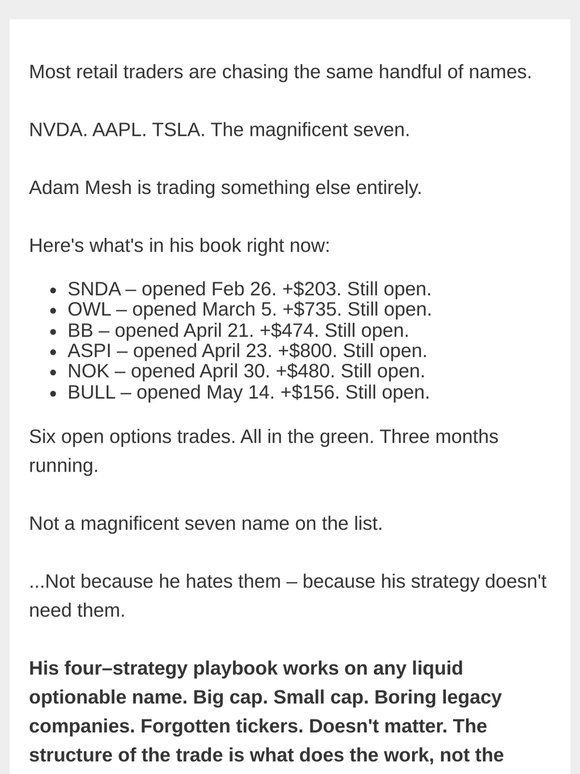 Forget NVDA. This is what he's actually trading options on