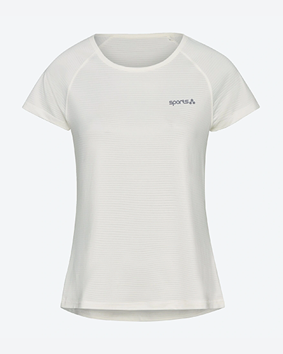 T-Shirt, weiß mit Palmenmuster und Schriftzug, Produktansicht, Vorderansicht