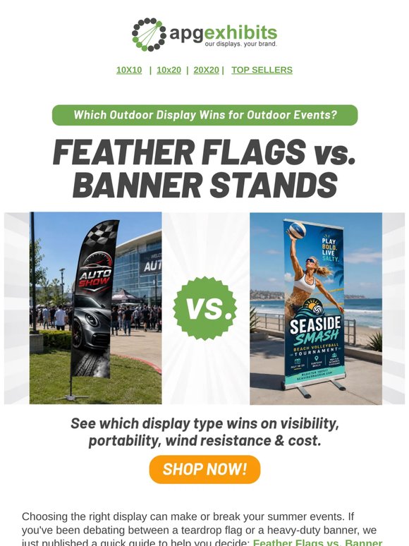 Feather Flags vs. Banner Stands? (+ Today is your June delivery deadline!)