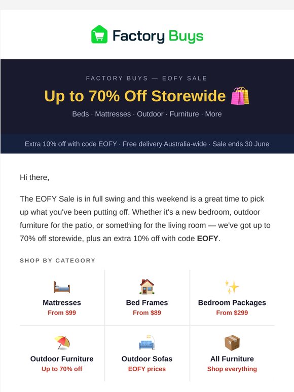 🛍️ Up to 70% off storewide — EOFY sale is live