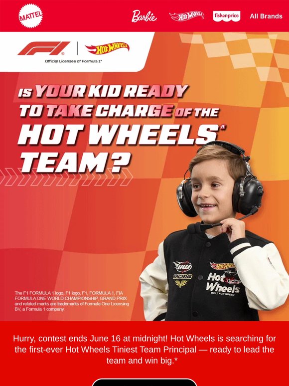 Last chance! Enter the Hot Wheels Tiniest Team Principal contest! 🏎️