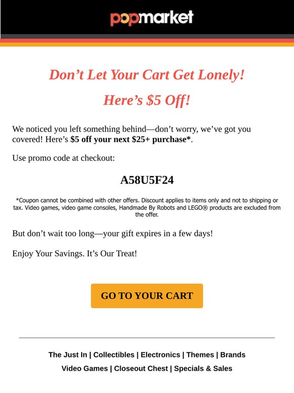 Your cart is expiring soon!