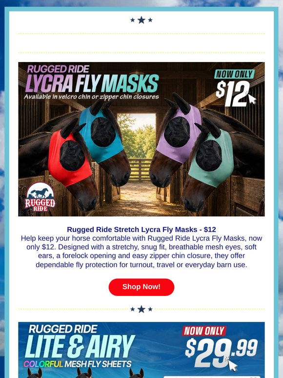 Stretch Lycra Fly Masks $12 💸 Dollar Day$ Deal