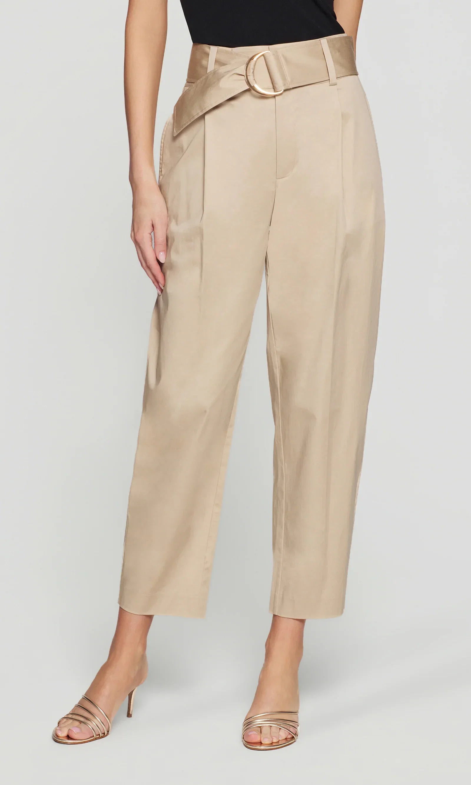 Image of  Cassie Cotton Sateen Pants - Light Khaki