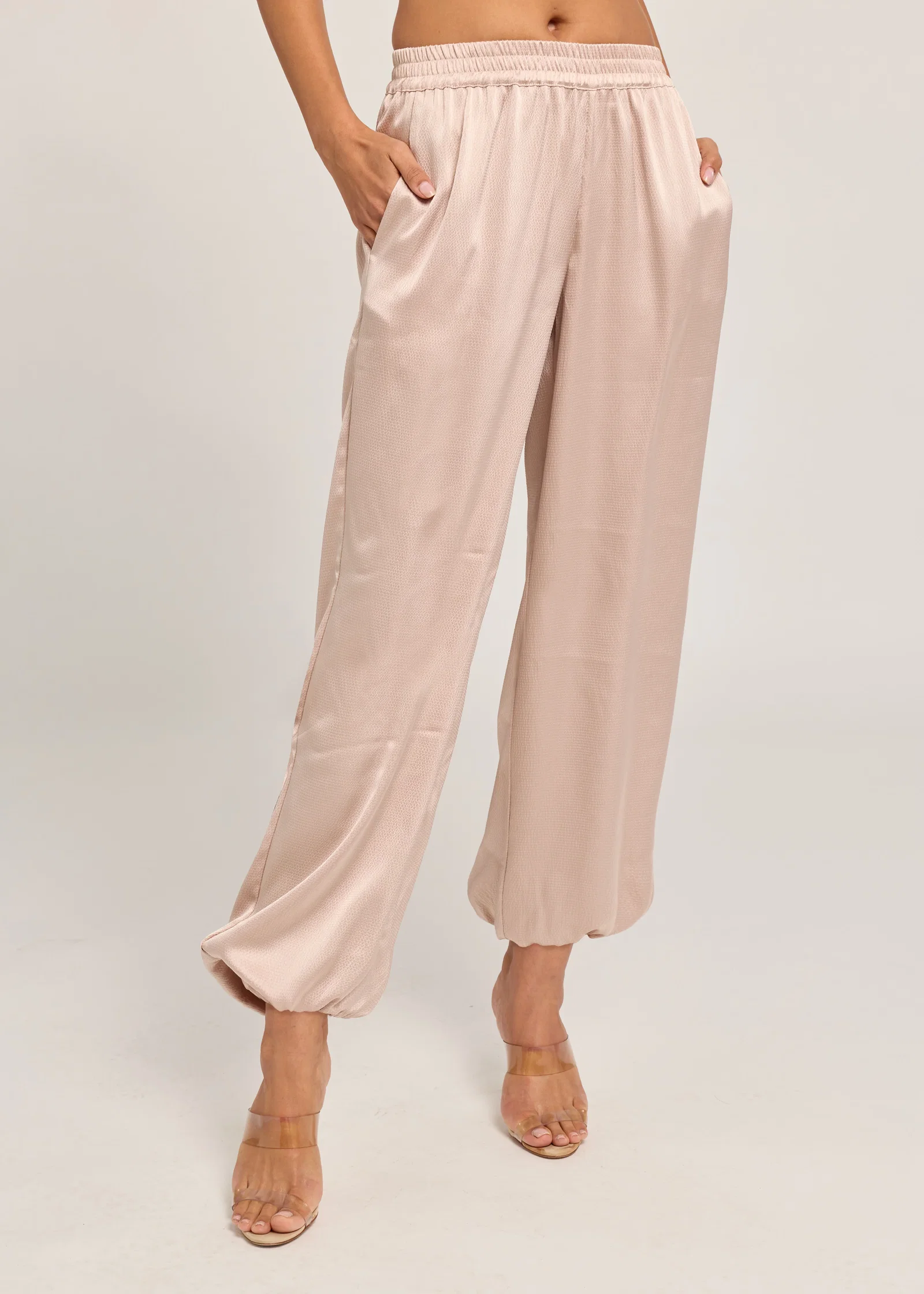 Image of  Yuki Hammered Satin Bubble Pants - Champagne