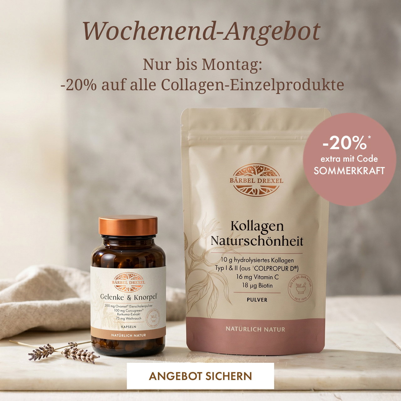 Nur bis Montag -20% auf alle Collagen Einzelprodukte