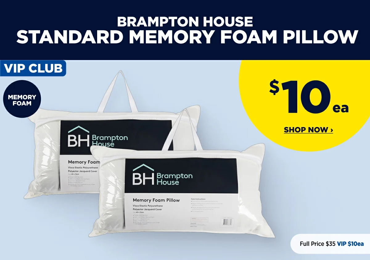 VIP Price $10ea Brampton House Standard Memory Foam Pillow