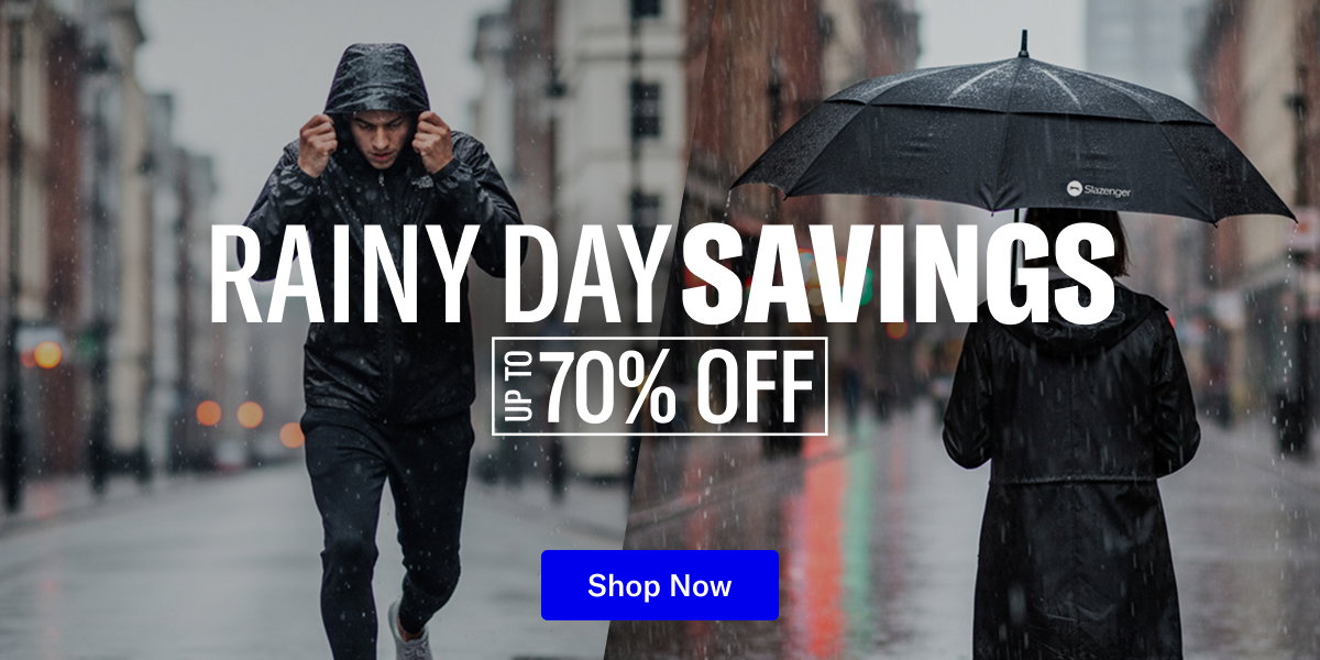 Rainy day savings up to 70% off