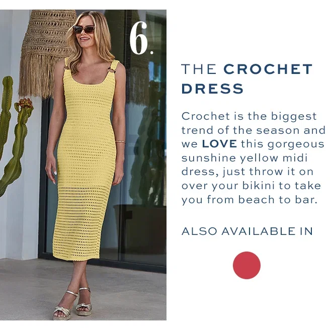 Yellow Crochet Ring Detail Midi Dress