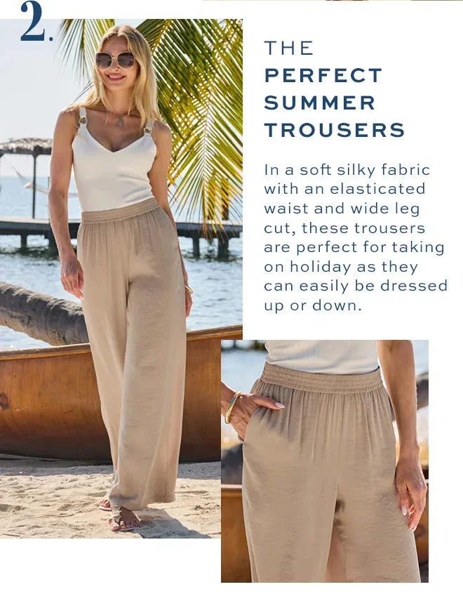 Natural Slinky Satin Wide Leg Trousers