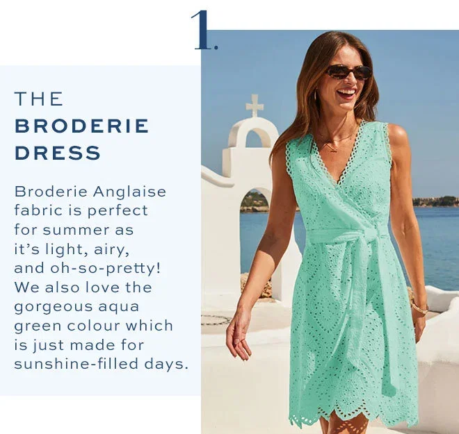 Aqua Green Broderie Anglaise Belted Wrap Dress