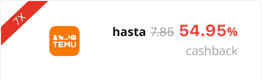 hasta 54.95% de supercashback Temu