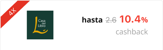 hasta 10.4% de supercashback Casa del Libro