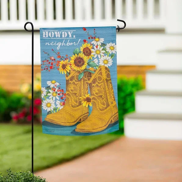 Western Boots Suede Garden Flag