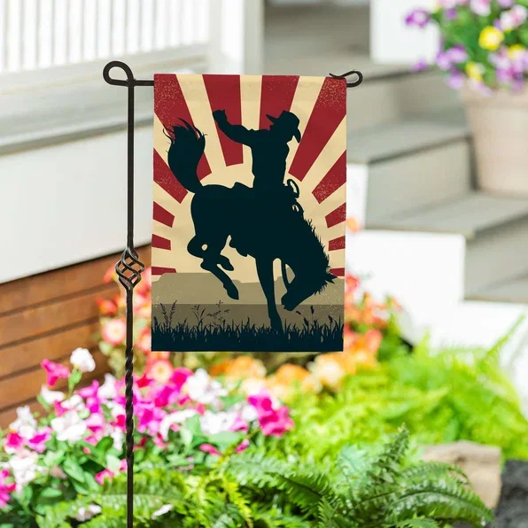 Day Rodeo Burlap Garden Flag