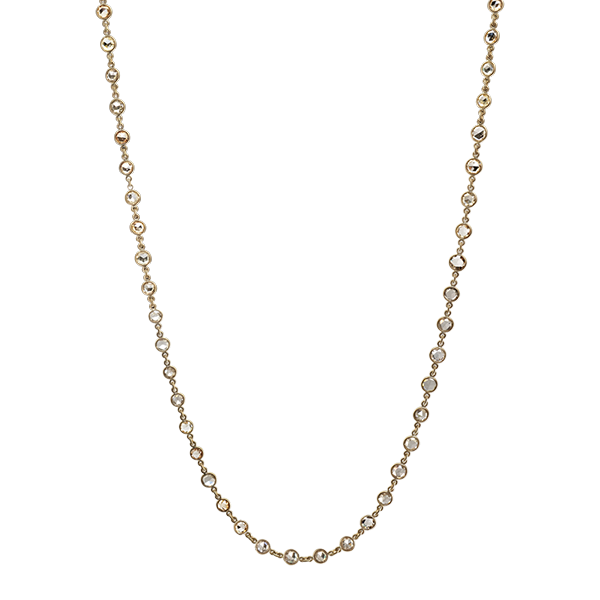 6.66 ct. Double-Sided Natural Brown Rose Cut Diamond Necklace in 18K Gold