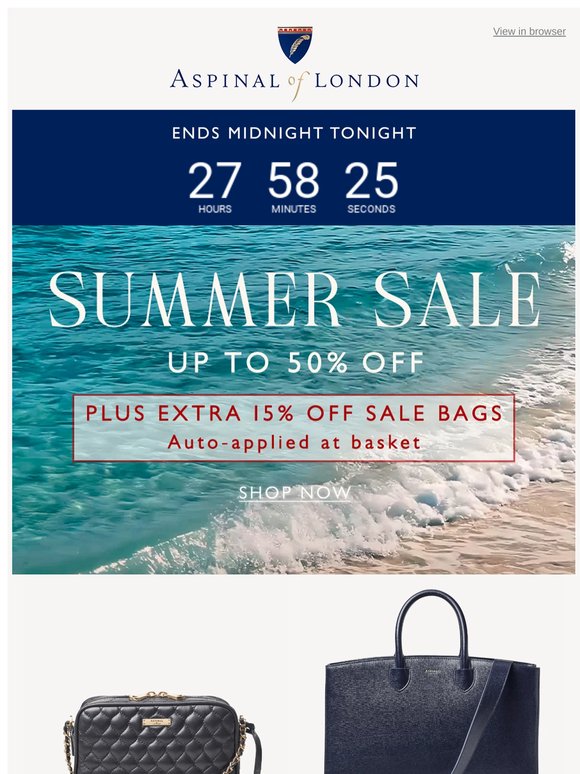 Ends Midnight: Extra 15% Off the Bags You Love