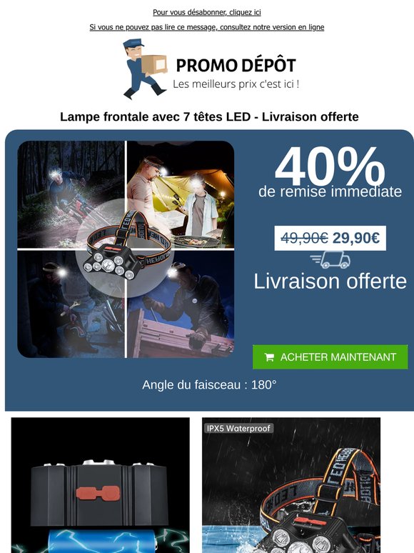 Découvrez notre lampe frontale avec 7 têtes LED