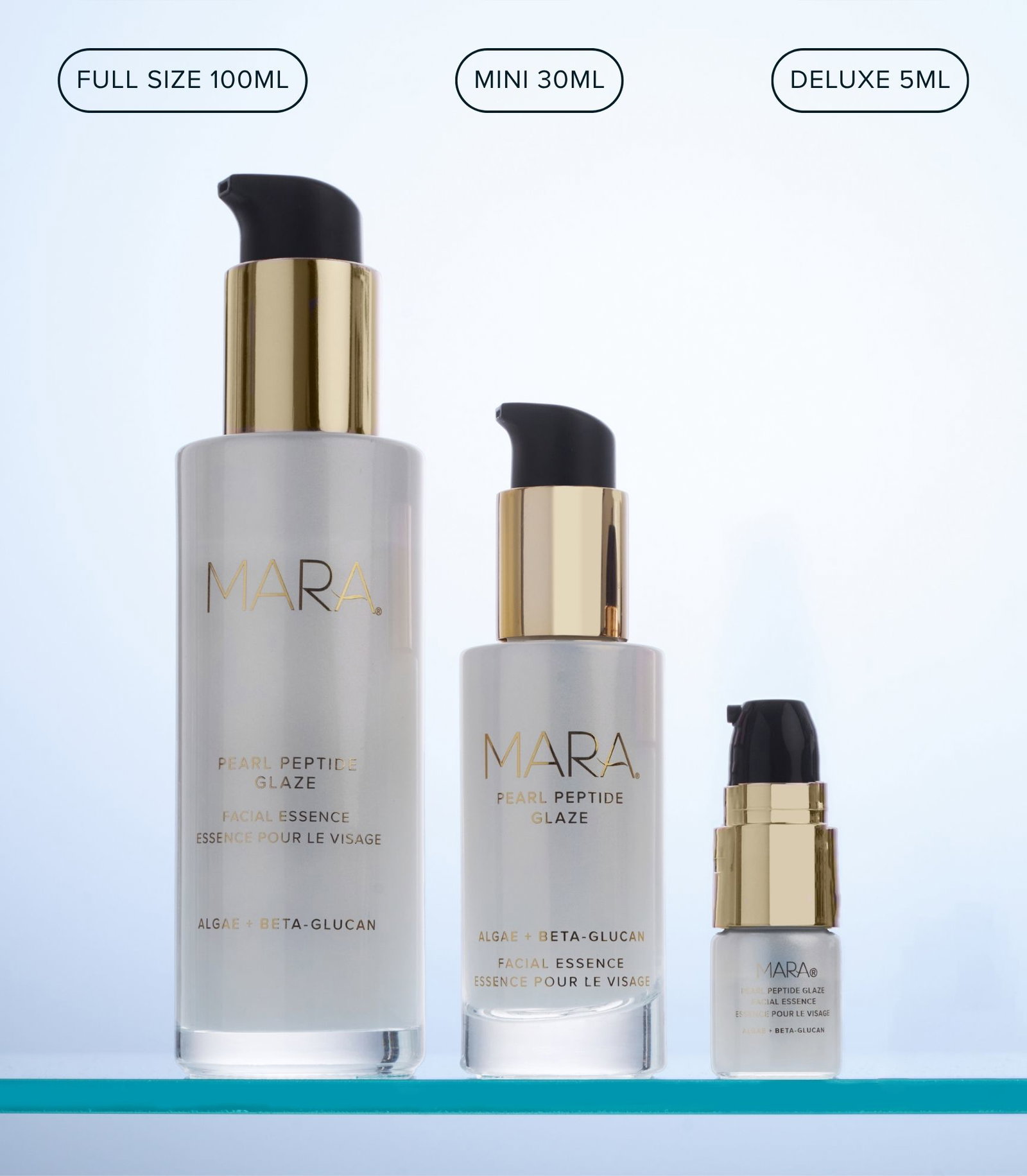 Multiple sizes of Pearl Peptide Glaze