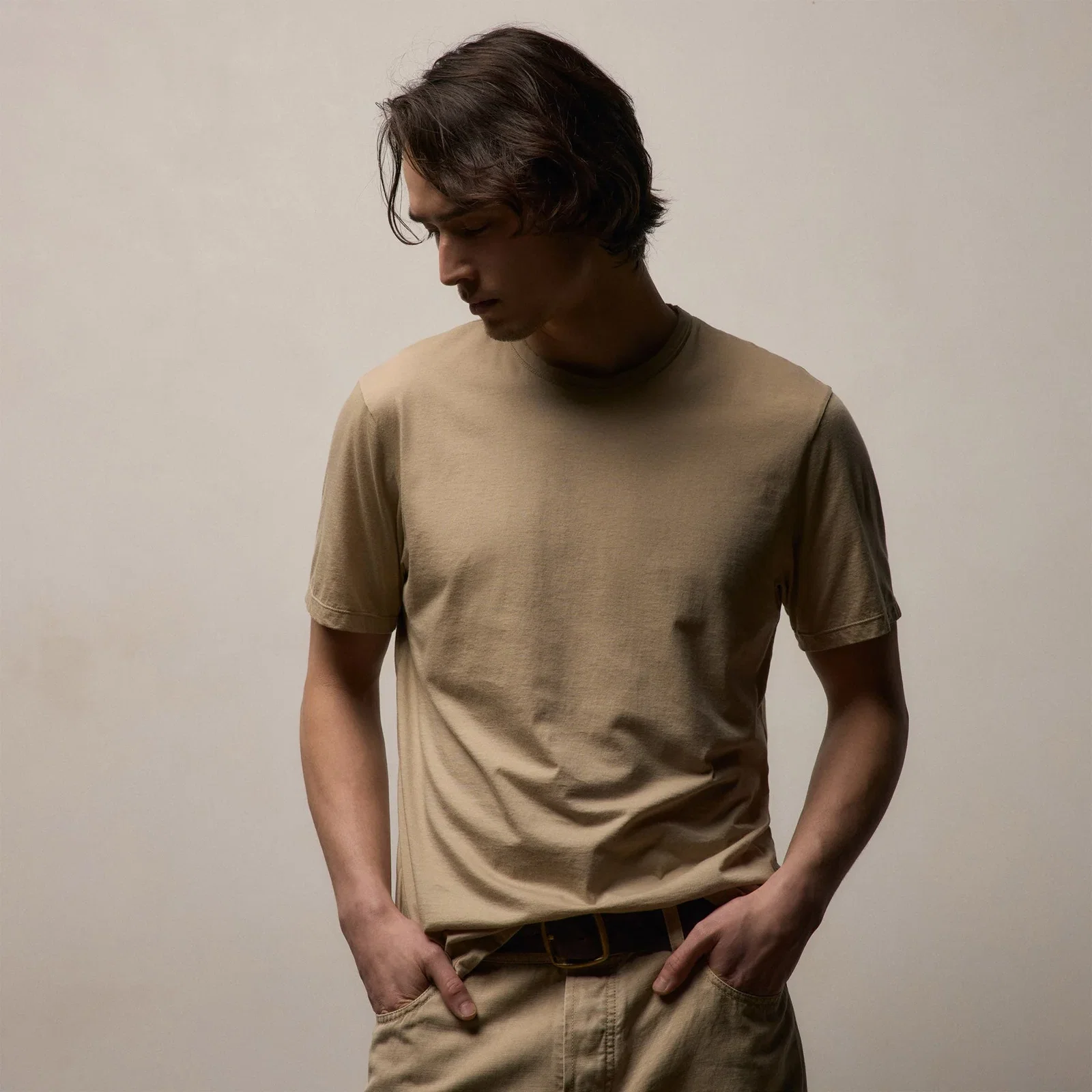 Image of Luxe Lotus Jersey Tee - Light Khaki