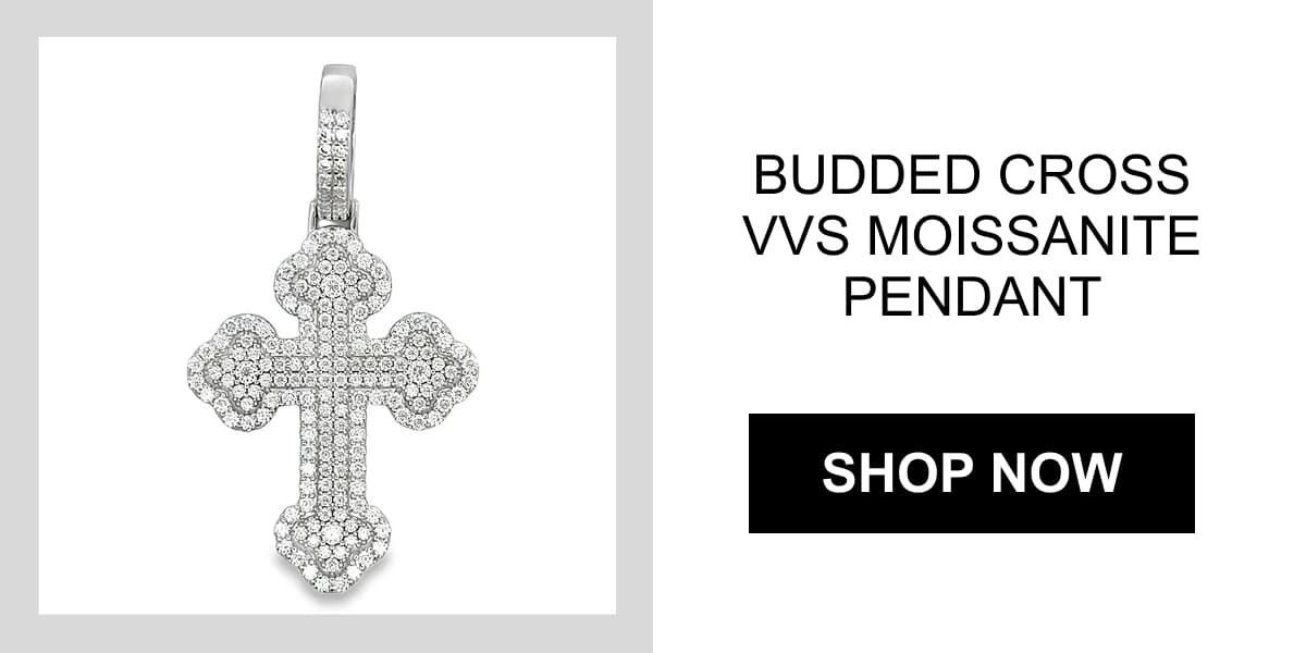 Budded Cross 3.31cttw VVS Moissanite Pendant .925 Sterling Silver