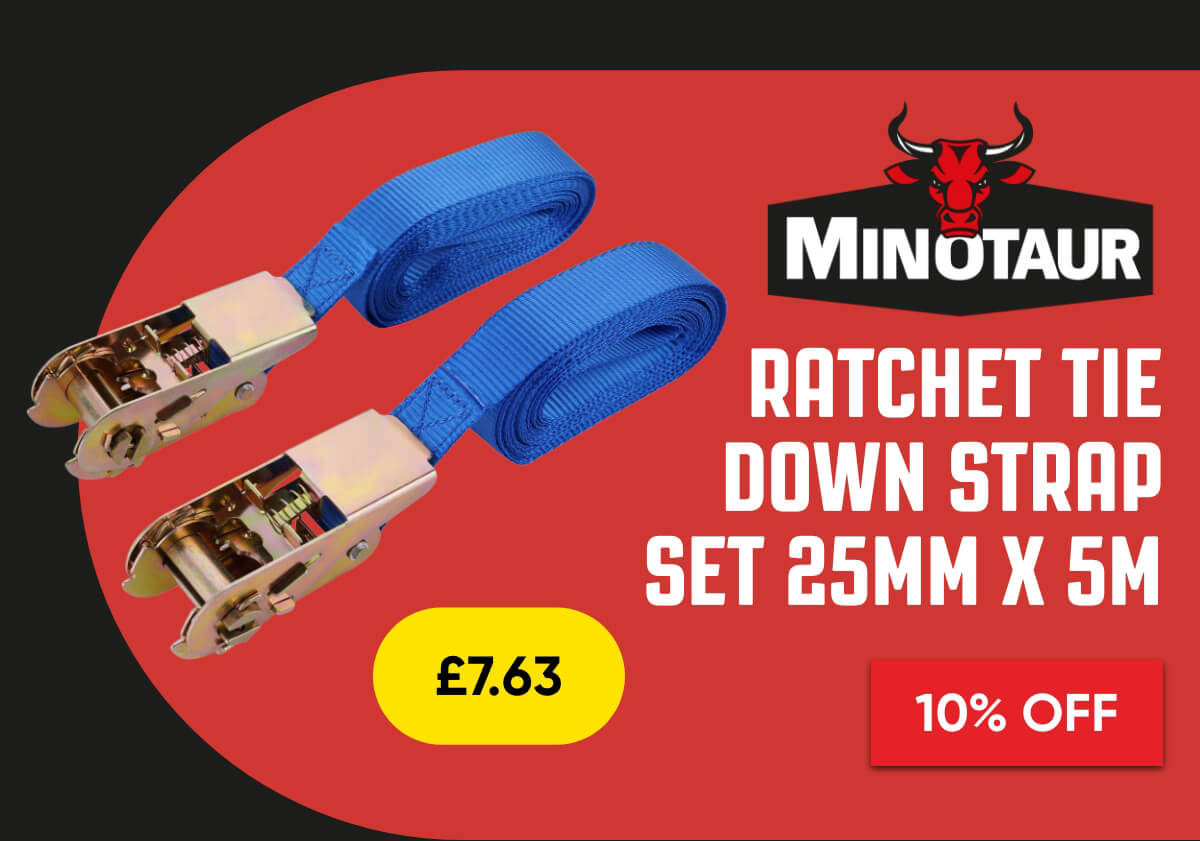 Minotaur Ratchet Tie Down Strap Set 25mm x 5m