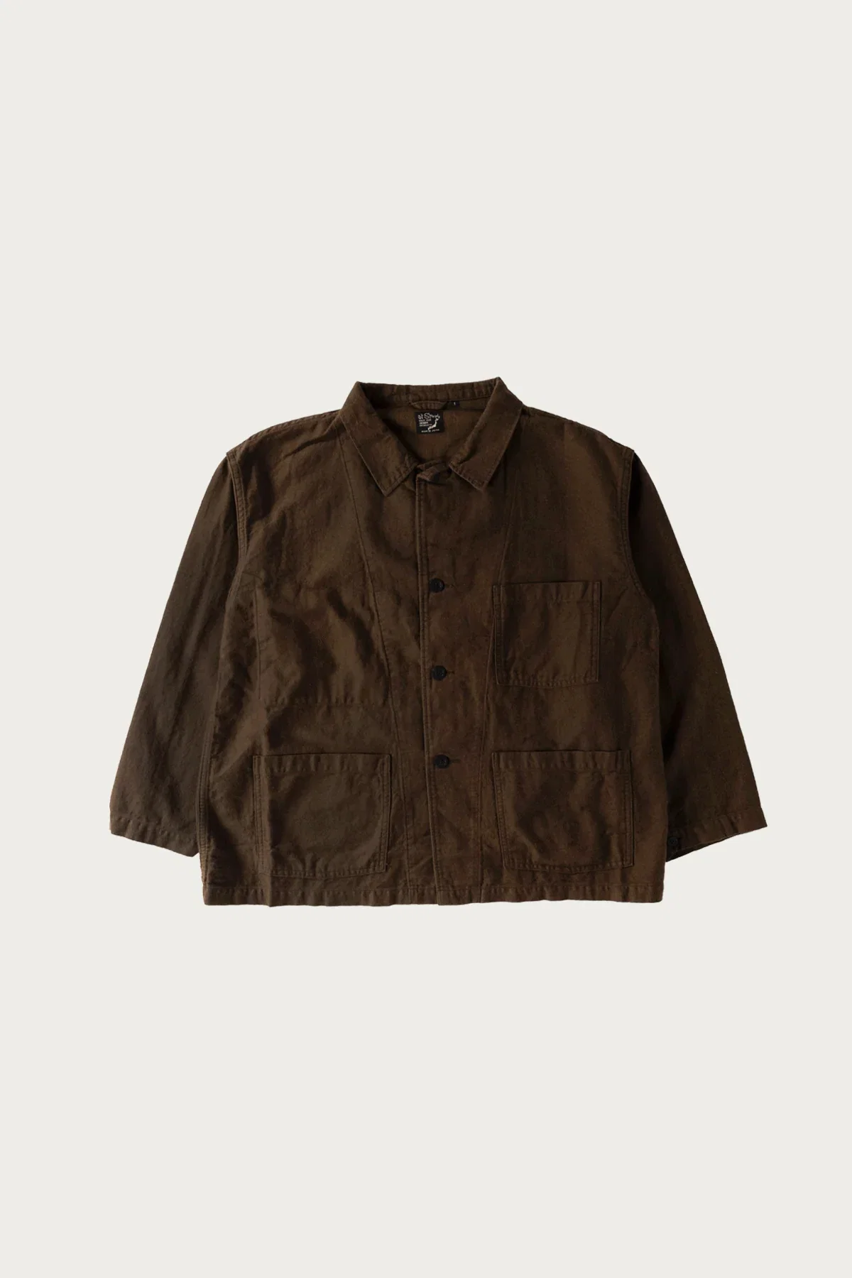 Image of Cotton Linen Moleskin Relax Fit Simple Work Jacket - Coffee Brown