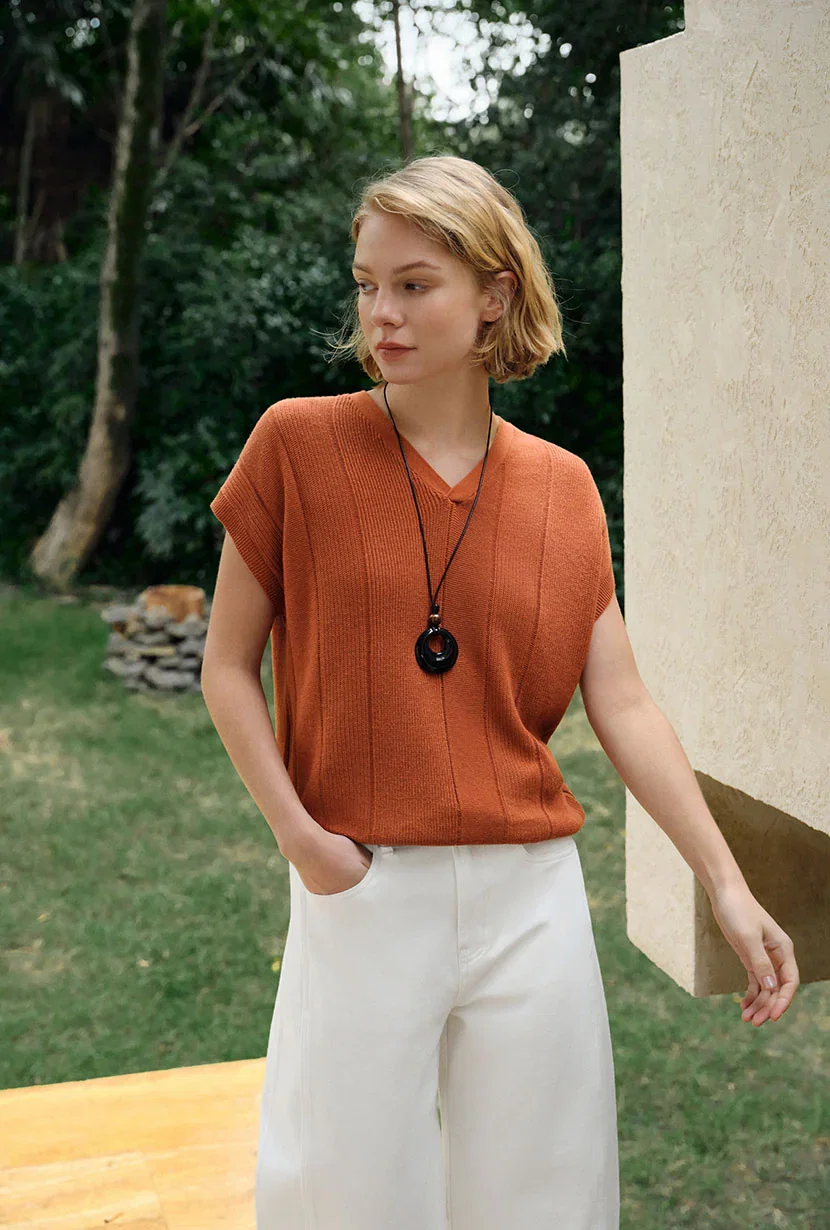 Image of Eugene Cotton Knit Top - Bronze