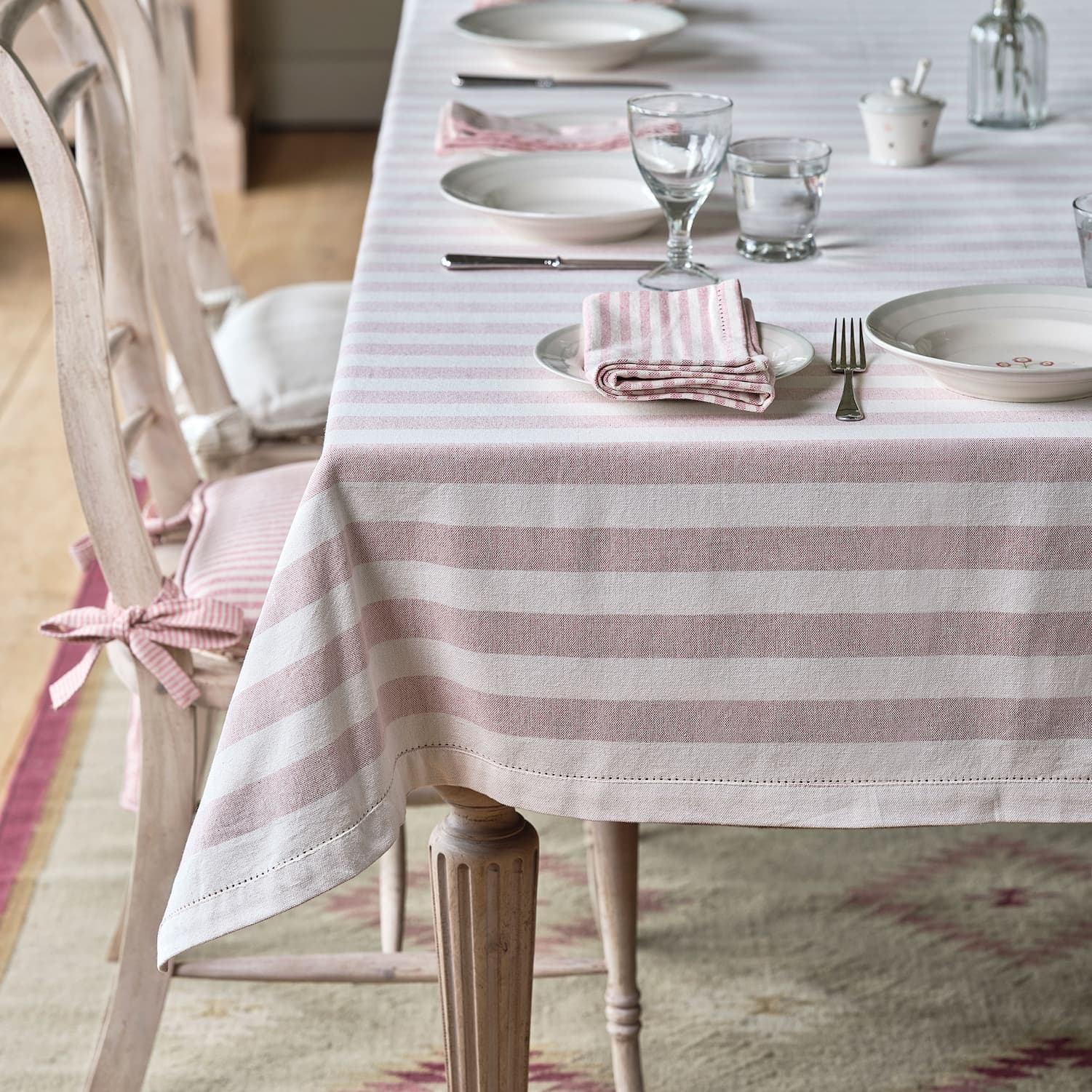Pink Stripe Tablecloth