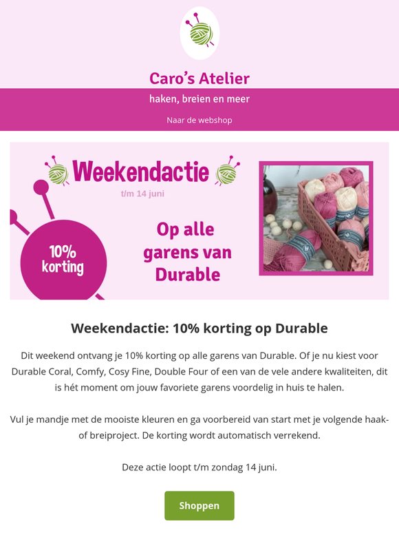 Weekendactie: 10% korting op Durable