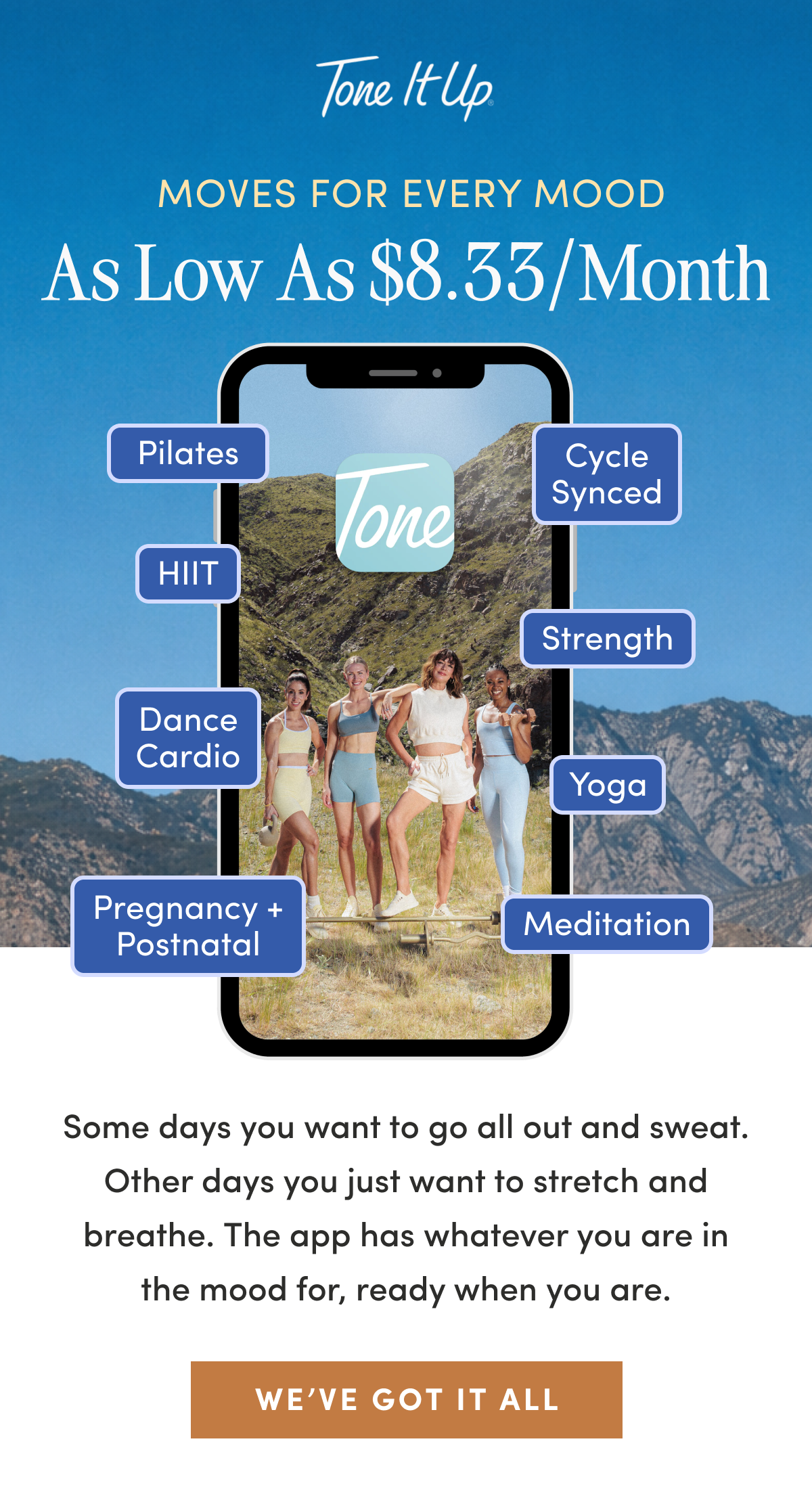 Some days you want to sweat until you need a towel. Other days you just want to stretch it out and breathe. Good news, you do not have to pick. It is all waiting for you in the app, ready whenever you are.