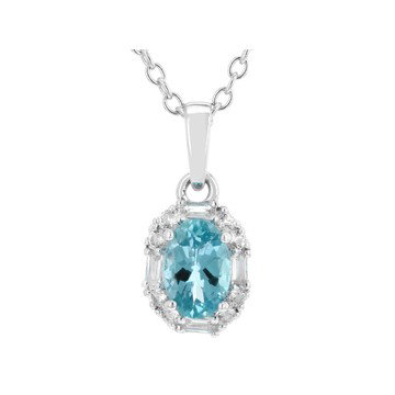 Blue Zircon Rhodium Over Sterling Silver Pendant with Chain 0.90ctw