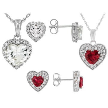Multi-Stone Rhodium Over Sterling Silver Pendant with Chain and Earrings Set 7.72ctw
