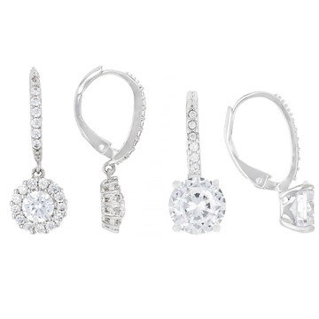 White Cubic Zirconia Rhodium Plated Earring Set 8.04ctw