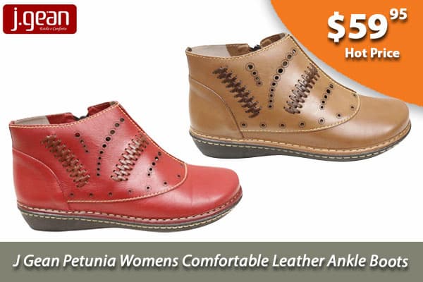 J Gean Petunia Womens Comfortable Leather Ankle Boots Made In Brazil