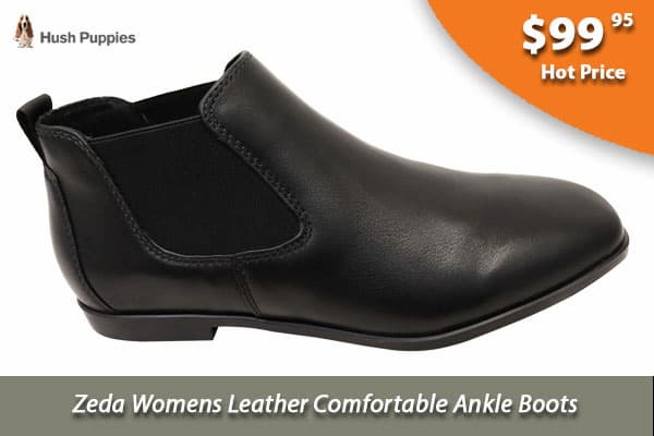 Hush Puppies Zeda Womens Leather Comfortable Ankle Boots