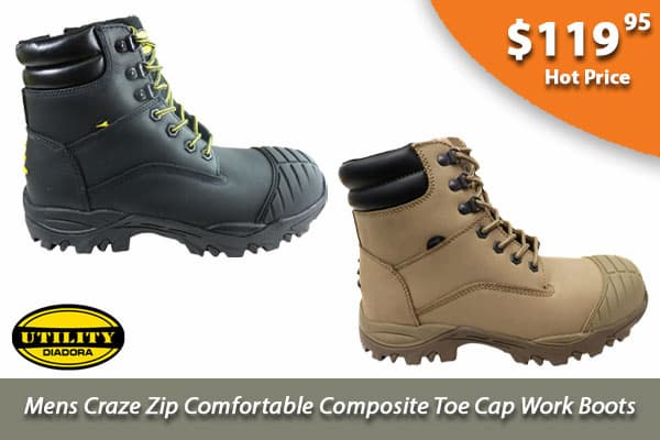 Diadora Mens Craze Zip Comfortable Composite Toe Cap Work Boots