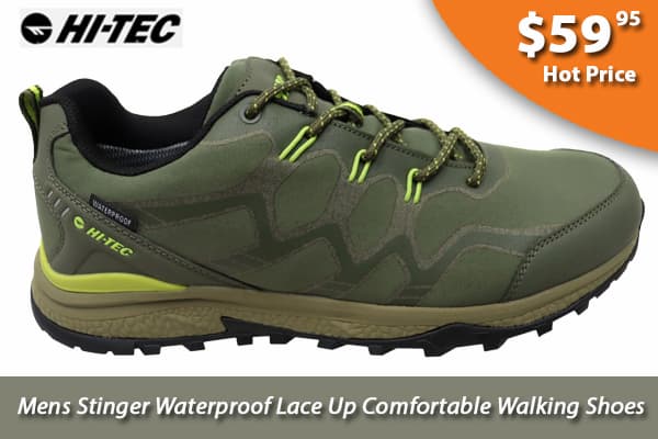Hi Tec Mens Stinger Waterproof Lace Up Walking Shoes