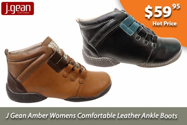 J Gean Amber Womens Comfortable Leather Ankle Boots Made In Brazil